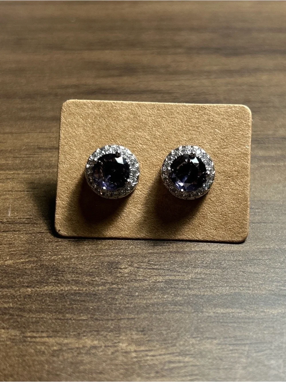 Amethyst Halo Crystal Silver Stud Earrings